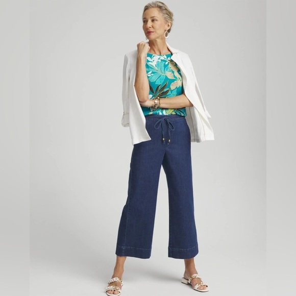 Chicos Tropical Bateau Pima Cotton Tee Shirt - Picture 4 of 13